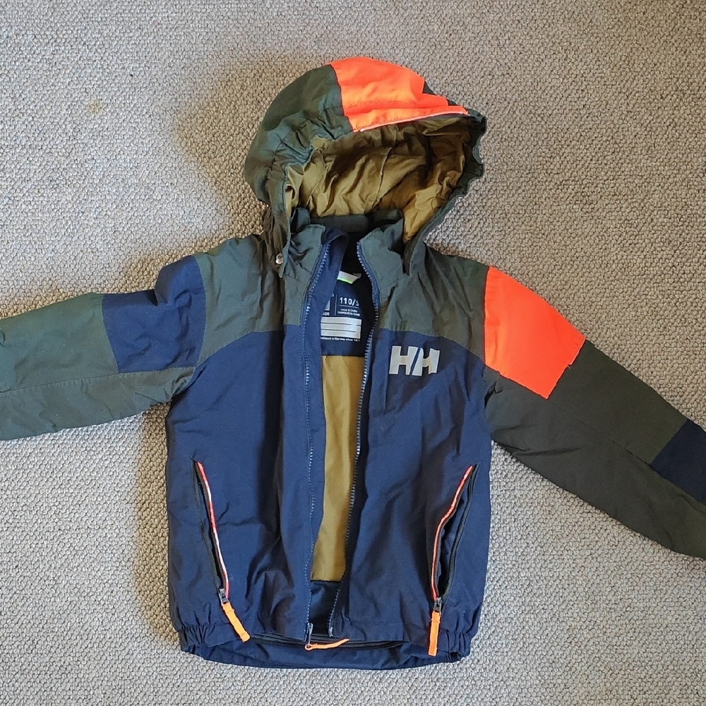 Helly Hansen Rider 2 Insulated Kids' Colorblock Ski Jacket - Navy and Orange